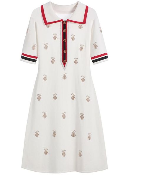 women casual dresses bee knit cartoon embroidered polo dress plus size black knee-length straight dresses female, Black;gray
women casual dresses bee knit cartoon embroidered polo dress plus size black knee-length straight dresses female, Black;gray