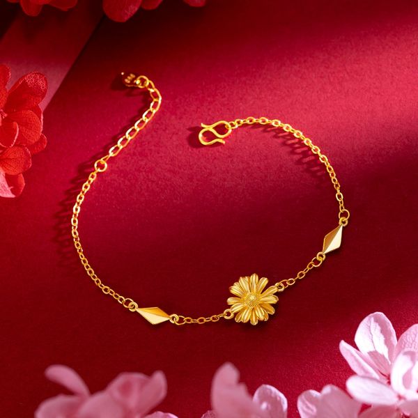women bracelet wrist chain daisy flower design pretty 18k yellow gold filled fashion lady jewelry present, Black
women bracelet wrist chain daisy flower design pretty 18k yellow gold filled fashion lady jewelry present, Black