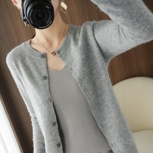 women's knits tees spring and autumn women wool cardigan coat round neck cashmere sweater knitted bottoming shirt cropped cardigan 2303, White
women's knits tees spring and autumn women wool cardigan coat round neck cashmere sweater knitted bottoming shirt cropped cardigan 2303, White