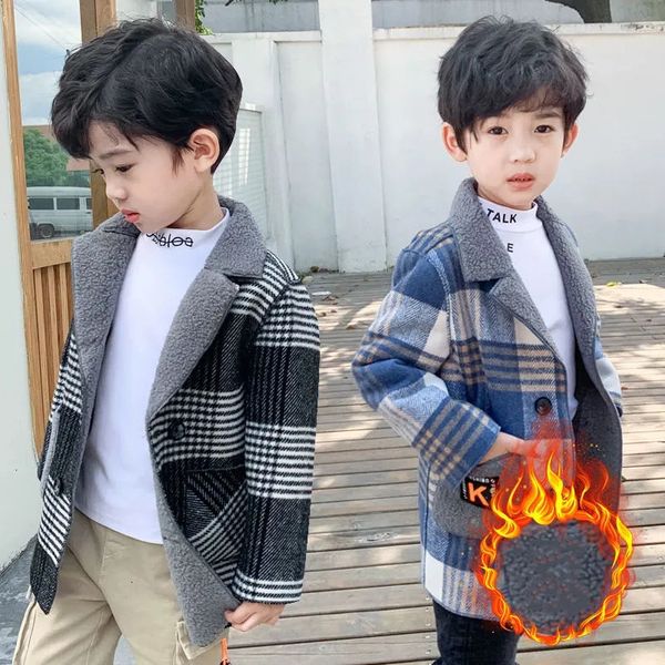coat autumn wool for boy children's jacket fashion plaid blazer collar kids outerwear outfits handsome trench plus warm 230311, Blue;gray
coat autumn wool for boy children's jacket fashion plaid blazer collar kids outerwear outfits handsome trench plus warm 230311, Blue;gray