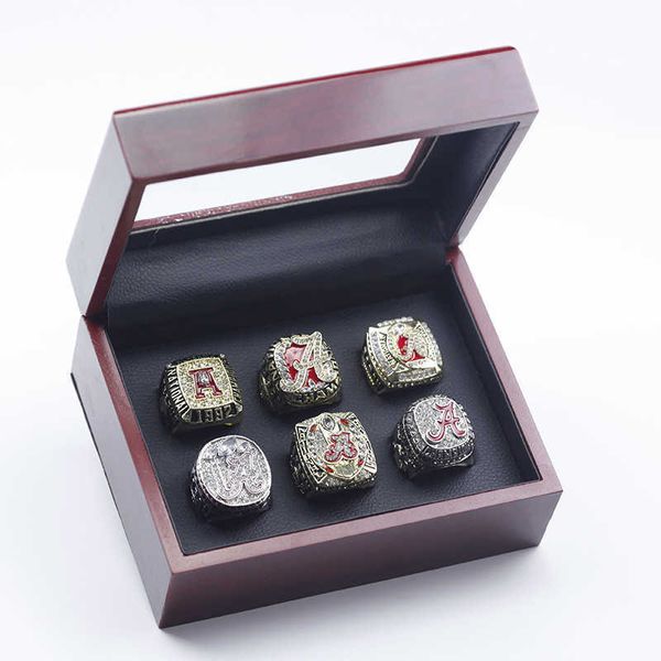 6 ncaa university of alabama red tide university championship ring set box, Golden;silver
6 ncaa university of alabama red tide university championship ring set box, Golden;silver