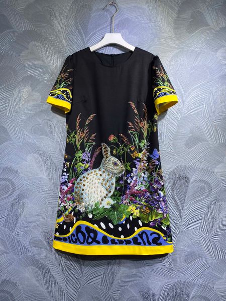 dress fashion animal and plant printing handmade beaded 2023 spring/summer short sleeve loose round neck dress monochrome s-xl, Black;gray
dress fashion animal and plant printing handmade beaded 2023 spring/summer short sleeve loose round neck dress monochrome s-xl, Black;gray