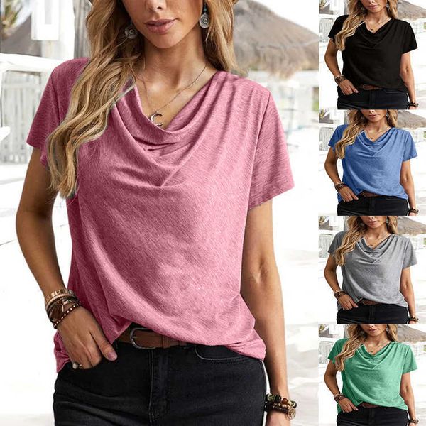 2023 spring and summer women's new solid casual fashion short-sleeved women, White
2023 spring and summer women's new solid casual fashion short-sleeved women, White