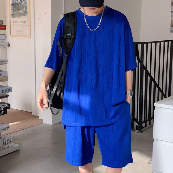 summer pleated sets men 3-color casual ice silk sets mens loose casual short-sleeved t-shirt/shorts two-piece set men 230313, White;black
summer pleated sets men 3-color casual ice silk sets mens loose casual short-sleeved t-shirt/shorts two-piece set men 230313, White;black