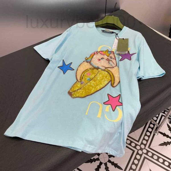 women's t-shirt designer runway fashion 2023 cartoon pattern o-neck tees cotton short sleeve sequin embroid t-shirt outwears xdba, White
women's t-shirt designer runway fashion 2023 cartoon pattern o-neck tees cotton short sleeve sequin embroid t-shirt outwears xdba, White