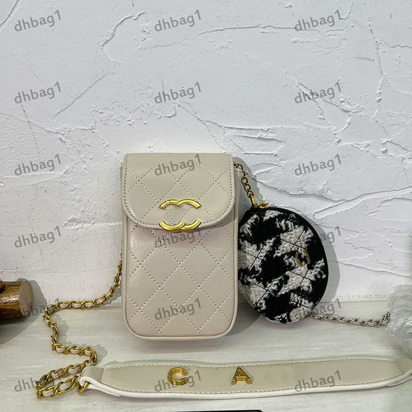 designer womens mobile phone bag makeup bags clamshell diamond hardware metal c buckle matelasse chain crossbody bag luxury card holder mini