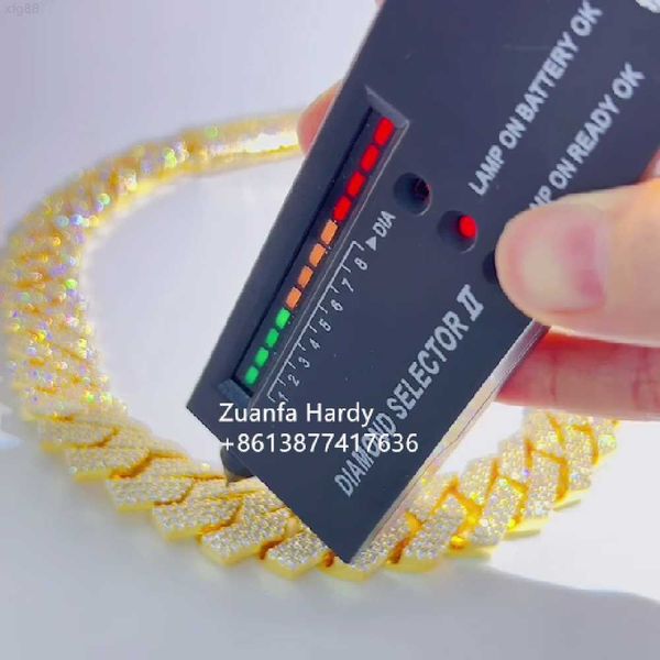 pass tester gold plated heavy 442g 20mm vvs moissanite necklace men fashion diamond iced out cuban link chain, Silver
pass tester gold plated heavy 442g 20mm vvs moissanite necklace men fashion diamond iced out cuban link chain, Silver