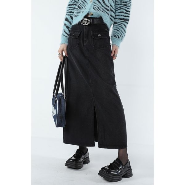 skirts women black denim half body skirt split fork high waist casual korean fashion mid length bottoms baggy vintage female long skirt 2303
skirts women black denim half body skirt split fork high waist casual korean fashion mid length bottoms baggy vintage female long skirt 2303