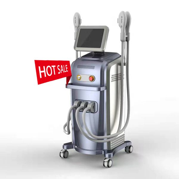 3 handles ipl rf/ nd yag laser tattoo opt hair removal machine, Black
