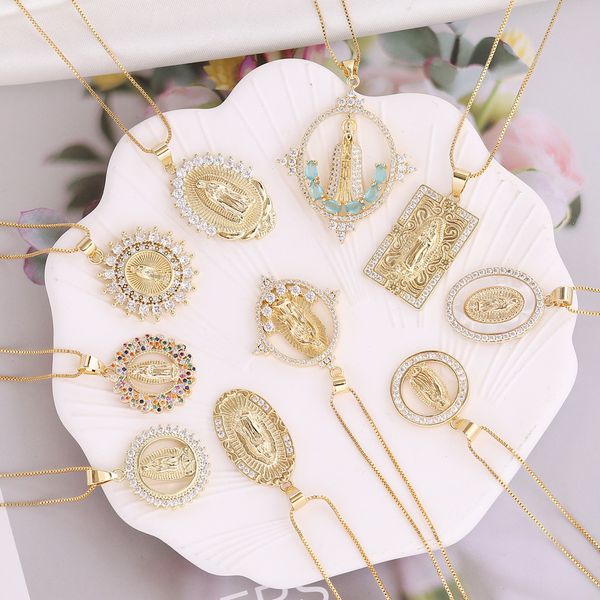 copper microinlaid zircon madonna pendant personality niche luxury necklace female i8k gold necklace, Silver
copper microinlaid zircon madonna pendant personality niche luxury necklace female i8k gold necklace, Silver