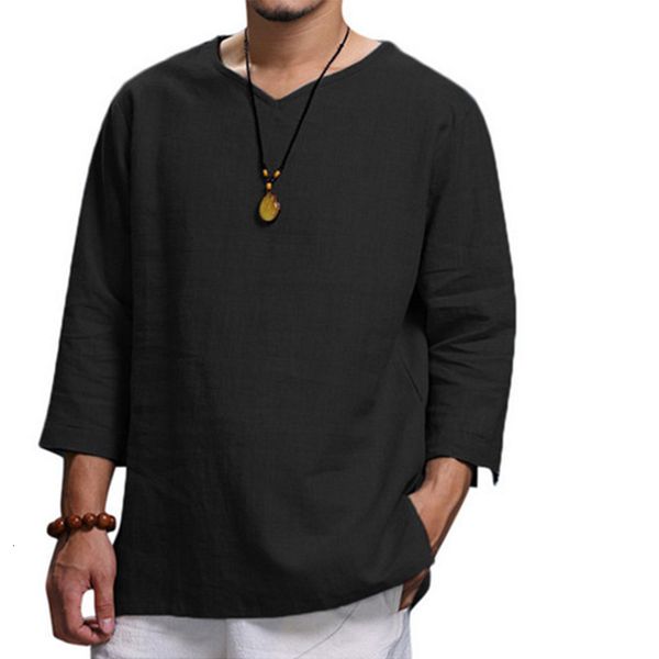 men's casual shirts blouse cotton linen loose long sleeve tee spring autumn handsome men 230313, White;black
men's casual shirts blouse cotton linen loose long sleeve tee spring autumn handsome men 230313, White;black