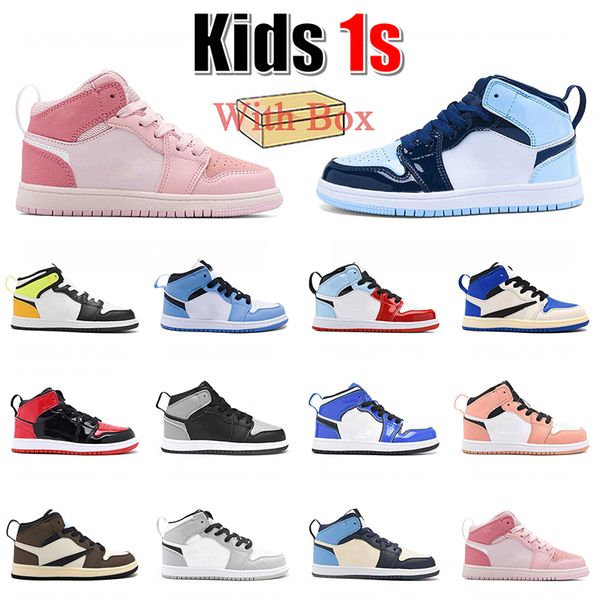 kids 1s with box basketball shoes jumpman 1 toddler youth boys girls sneakers unc patent digital pink cactus jack fragment bred sports child, Black
kids 1s with box basketball shoes jumpman 1 toddler youth boys girls sneakers unc patent digital pink cactus jack fragment bred sports child, Black
