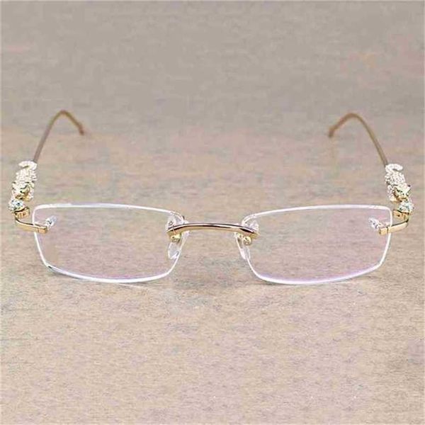 sunglasses vintage leopard rimless clear stone transparent glasses frame luxury eyewear men accessories oculos eyeglasses 6384kajia 2023, White;black
sunglasses vintage leopard rimless clear stone transparent glasses frame luxury eyewear men accessories oculos eyeglasses 6384kajia 2023, White;black