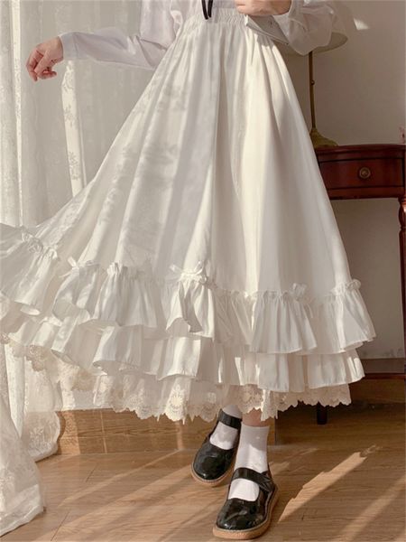 skirts japanese solid color double layer vintage french ruffled aline hepburn style black half female long 230313
skirts japanese solid color double layer vintage french ruffled aline hepburn style black half female long 230313