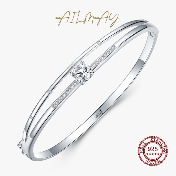 bangle ailmay 925 sterling silver sparkling clear zircon bracelets simple exquisite for women wedding statement fine jewelry 230313, Black
bangle ailmay 925 sterling silver sparkling clear zircon bracelets simple exquisite for women wedding statement fine jewelry 230313, Black