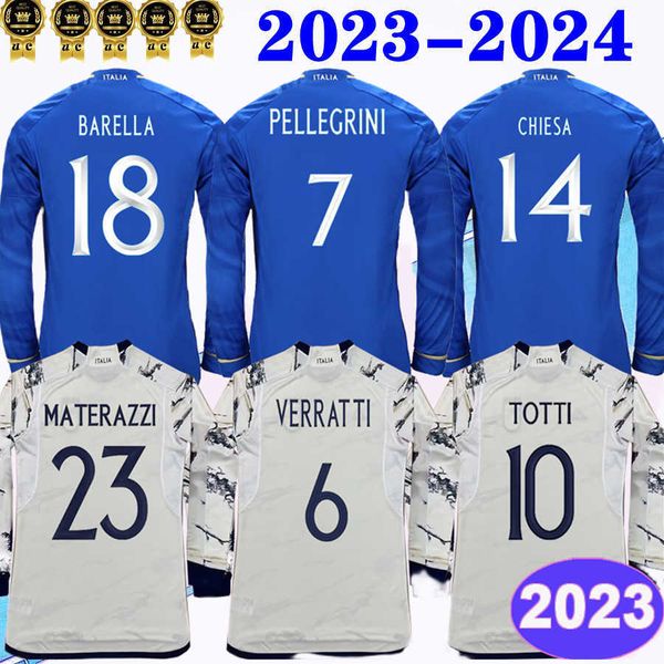 2023 italy verratti mens soccer jerseys national team pinamonti totti raspadori chiesa barella bonucci home blue away long sleeve football, Black;yellow
2023 italy verratti mens soccer jerseys national team pinamonti totti raspadori chiesa barella bonucci home blue away long sleeve football, Black;yellow