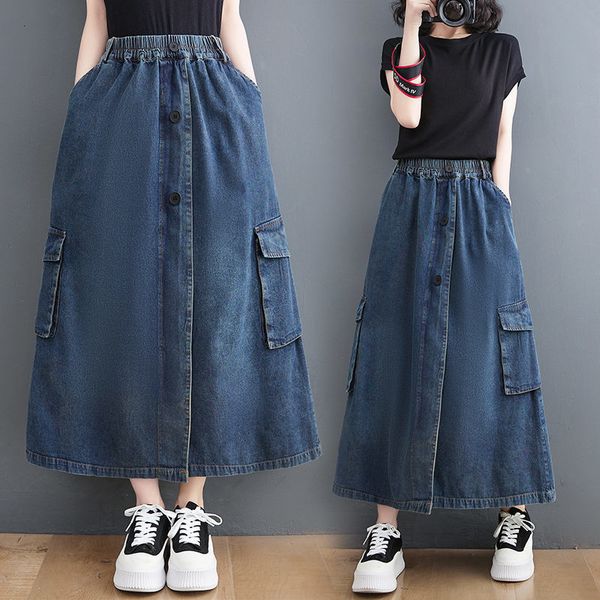 skirts large size casual denim skirt women's summer retro temperament high waist long skirt loose korean jeans saias faldas h549 230313, Black
skirts large size casual denim skirt women's summer retro temperament high waist long skirt loose korean jeans saias faldas h549 230313, Black