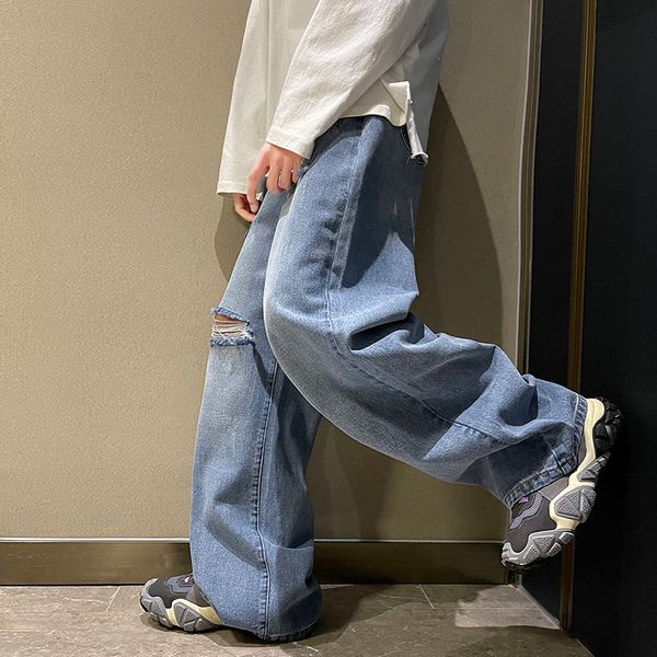 men s jeans denim pant stretch destroyed ripped design fashion hole straight for men plus size high street biker 230313, Blue
men s jeans denim pant stretch destroyed ripped design fashion hole straight for men plus size high street biker 230313, Blue