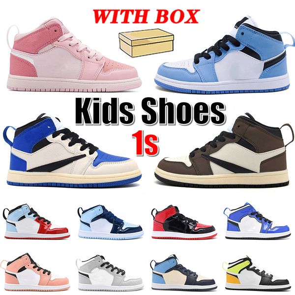 with box kids sneakers basketball shoes jumpman 1 1s youth toddlers boys girls pink university blue fragment cactus jack mocha unc children, Black
with box kids sneakers basketball shoes jumpman 1 1s youth toddlers boys girls pink university blue fragment cactus jack mocha unc children, Black