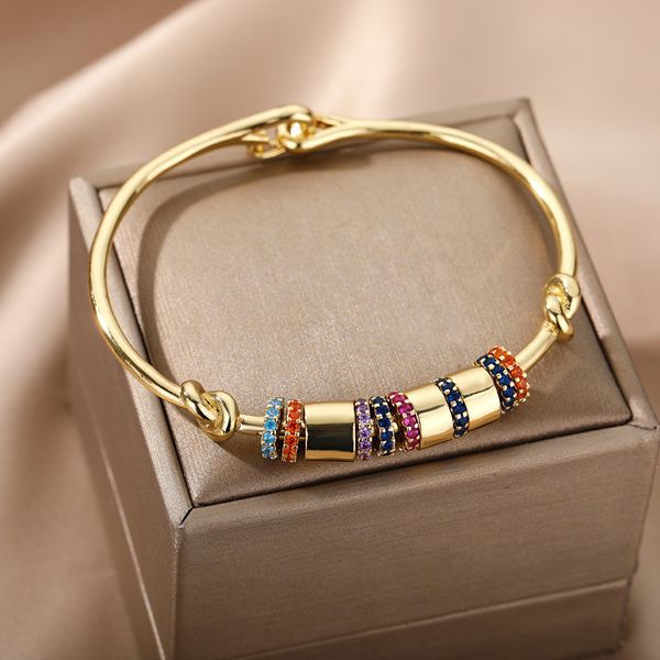 charm bracelets bohemia stainless steel bracelet for women colored zircon bangle boho fashion jewelry gift bijoux femme 230313, Golden;silver
charm bracelets bohemia stainless steel bracelet for women colored zircon bangle boho fashion jewelry gift bijoux femme 230313, Golden;silver