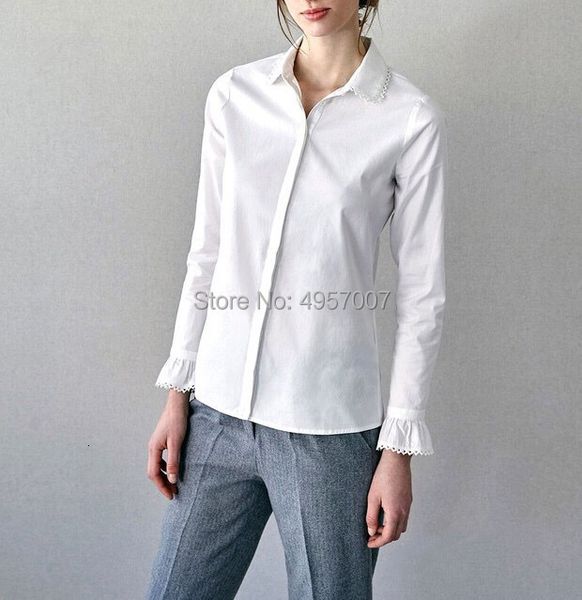 women's blouses shirts cotton peter pan neck crocher shirt with flare sleeve cuff - ladies yellow/white/blue blouse shirt 230313
women's blouses shirts cotton peter pan neck crocher shirt with flare sleeve cuff - ladies yellow/white/blue blouse shirt 230313