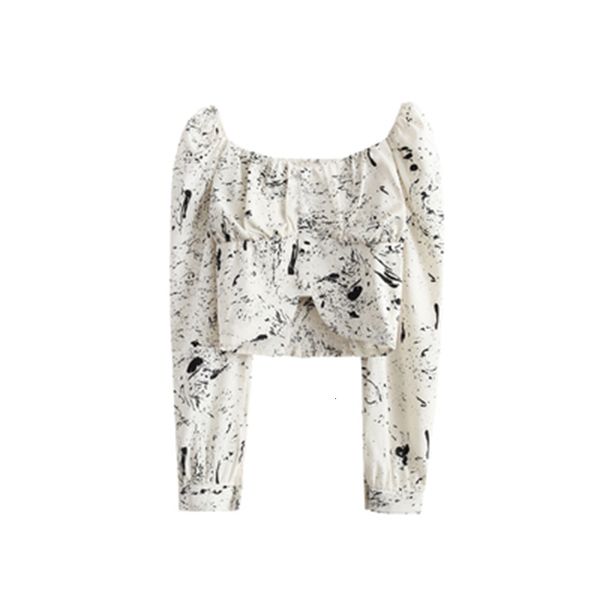 women's tshirt autumn fashion personality print square neck bubble sleeve slim short 230311, White
women's tshirt autumn fashion personality print square neck bubble sleeve slim short 230311, White