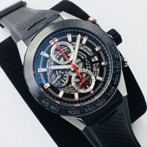 new mens watch luxury skeleton watches black ceramic bezel 45mm rubber strap eta automatic movement chronograph function waterproof with box, Slivery;brown
new mens watch luxury skeleton watches black ceramic bezel 45mm rubber strap eta automatic movement chronograph function waterproof with box, Slivery;brown