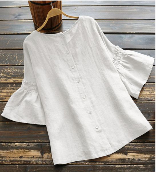 women's blouses shirts elegant ruffle sleeve women's summer blouse vintage casual linen tunic female o neck blusas mujer shirts s, White
women's blouses shirts elegant ruffle sleeve women's summer blouse vintage casual linen tunic female o neck blusas mujer shirts s, White