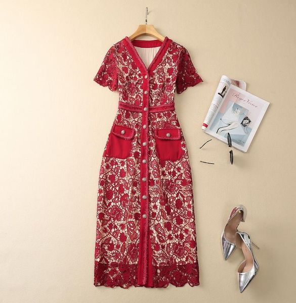 spring red floral lace dress short sleeve v neck double pockets single-breasted casual dresses s3f131622 plus size xxl, Black;gray
spring red floral lace dress short sleeve v neck double pockets single-breasted casual dresses s3f131622 plus size xxl, Black;gray