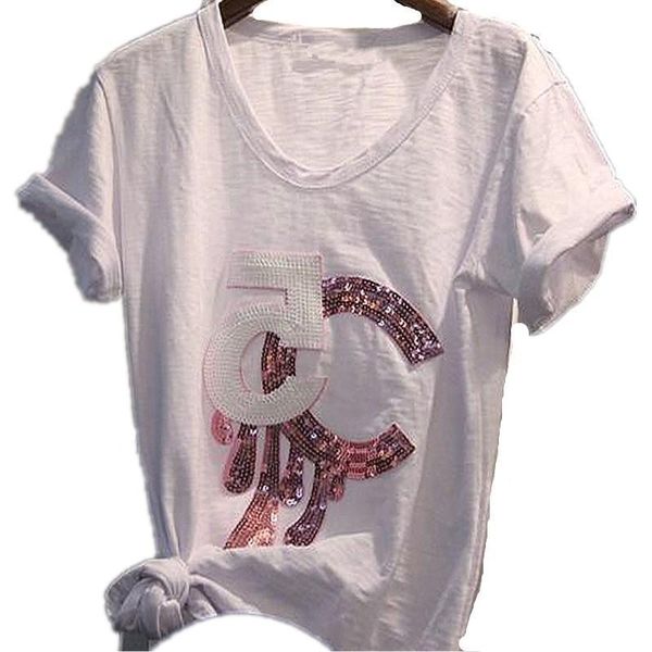 t shirts 2019 women white t shirt letter casual short sleeve sequined t-shirt fashion tee femme lady clothes horpj
t shirts 2019 women white t shirt letter casual short sleeve sequined t-shirt fashion tee femme lady clothes horpj