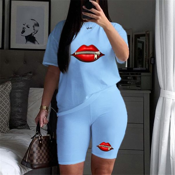 women's two piece pants summer mouth print classic women's set sporting short sleeve o-neck t-shirt shorts legging pants suit two, White
women's two piece pants summer mouth print classic women's set sporting short sleeve o-neck t-shirt shorts legging pants suit two, White
