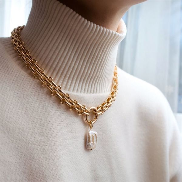 chain stainless steel punk miami cuban choker necklace tarnish hip hop big chunky silver gold color thick shell 230313, Black