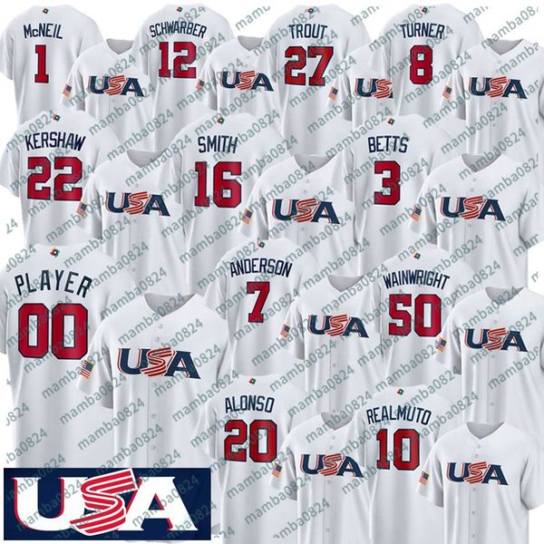 custom 22 clayton kershaw usa baseball white 2023 world baseball player jersey mookie betts will smith adam wainwright trea turner mike trou, Blue;black
custom 22 clayton kershaw usa baseball white 2023 world baseball player jersey mookie betts will smith adam wainwright trea turner mike trou, Blue;black