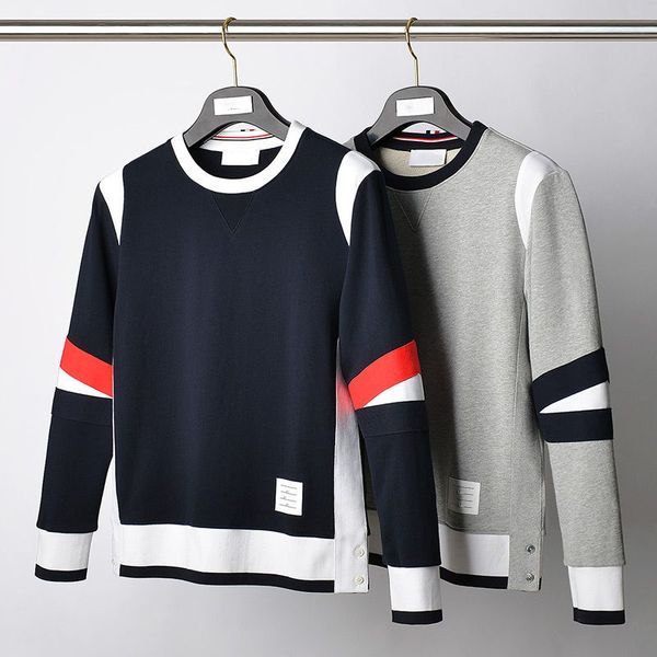 men hoodies women sweatshirts spliced contrast sweater pullover casual coat with round neck, Black
men hoodies women sweatshirts spliced contrast sweater pullover casual coat with round neck, Black