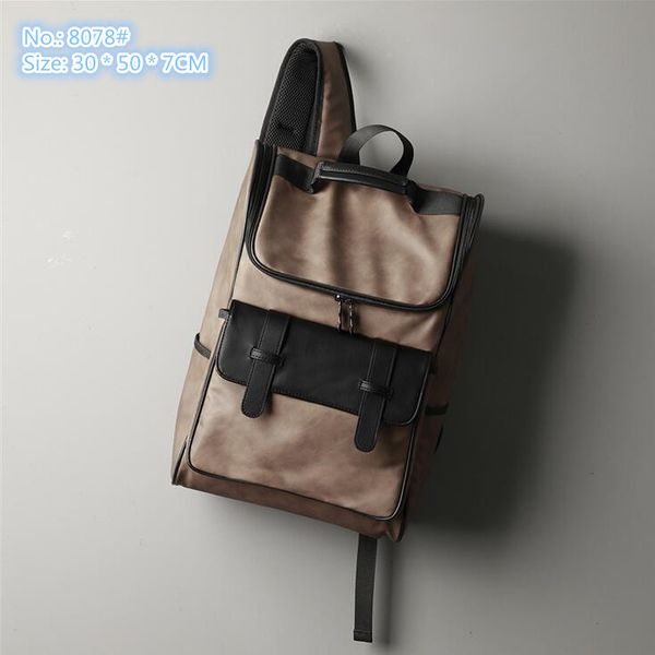 Factory men shoulder bag 3 colors street personalized belt decorative fashion backpack Joker contrast leather backpacks simple atmospheric plaid handbag, Black-8078#
Factory men shoulder bag 3 colors street personalized belt decorative fashion backpack Joker contrast leather backpacks simple atmospheric plaid handbag, Black-8078#