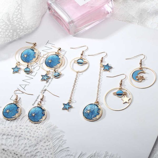 fringe earrings blue starry stars earrings long asymmetric eardrops earstuds small number of earrings, Golden
fringe earrings blue starry stars earrings long asymmetric eardrops earstuds small number of earrings, Golden