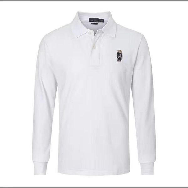 long-sleeved polos shirt lapels men's t-shirt embroidered bear leisure business sports 100% cotton., White;black
long-sleeved polos shirt lapels men's t-shirt embroidered bear leisure business sports 100% cotton., White;black