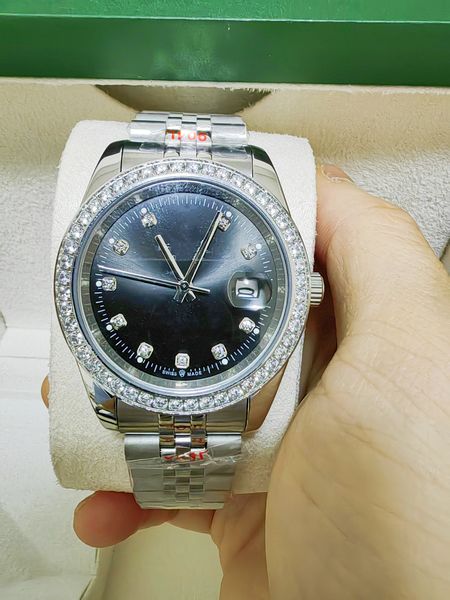 with original box luxury watches 41mm mens 18k silver black dial bigger diamond automatic fashion brand men's watch wristwatch 98, Slivery;brown
with original box luxury watches 41mm mens 18k silver black dial bigger diamond automatic fashion brand men's watch wristwatch 98, Slivery;brown