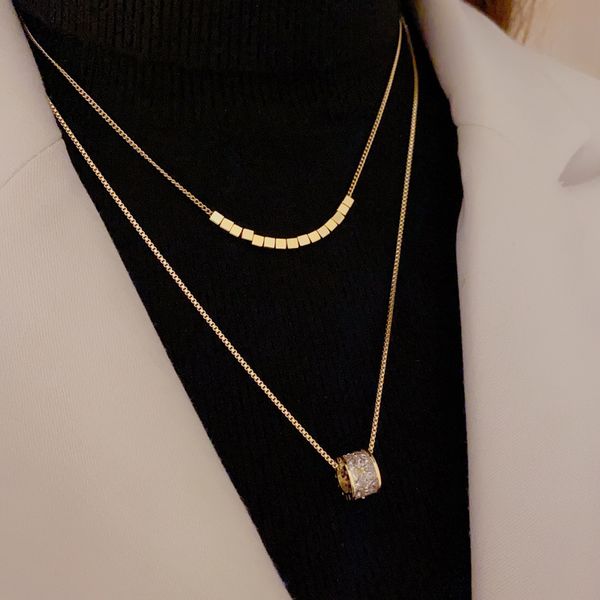 light luxury senior sense fashion personality double layer necklace for women, Silver
light luxury senior sense fashion personality double layer necklace for women, Silver