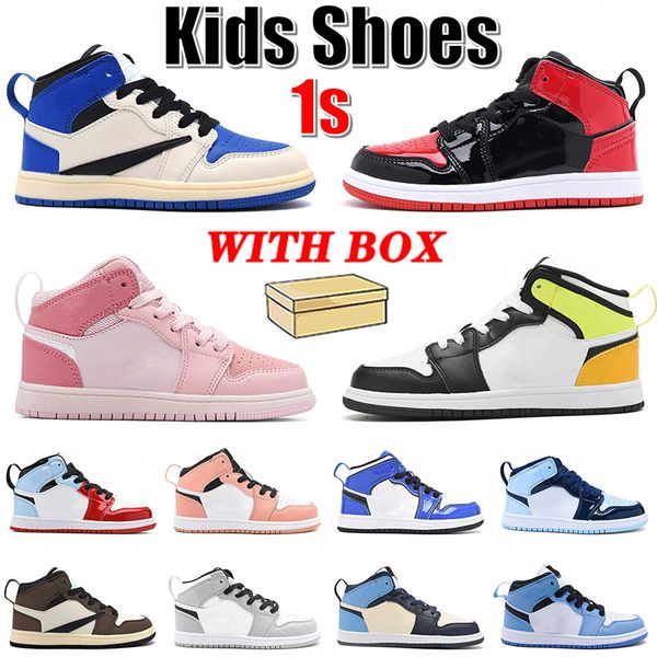 with box 1s basketball shoes kids toddlers jumpman 1 sneakers cactus jack fragment bred patent digital pink volt unc obsidian big boys girls, Black
with box 1s basketball shoes kids toddlers jumpman 1 sneakers cactus jack fragment bred patent digital pink volt unc obsidian big boys girls, Black