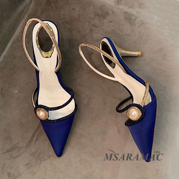 sandals blue silk pointed toe crystal pearl buckle dress shoes leather lining party street women all match nightclub 230313, Black
sandals blue silk pointed toe crystal pearl buckle dress shoes leather lining party street women all match nightclub 230313, Black