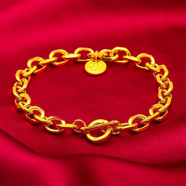 7mm women bracelet wrist chain link 18k yellow gold filled classic fashion jewelry gift 19cm long, Black
7mm women bracelet wrist chain link 18k yellow gold filled classic fashion jewelry gift 19cm long, Black