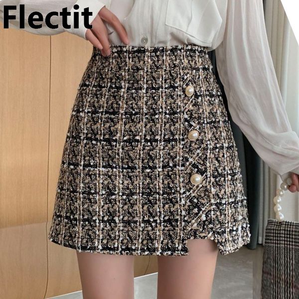 skirts flectit women pearl buttoned tweed skirt gold thread thick warm wool high waist a-line mini skirt winter 230313, Black
skirts flectit women pearl buttoned tweed skirt gold thread thick warm wool high waist a-line mini skirt winter 230313, Black