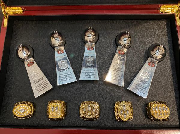 5pcs sf super bowl football team champions championship ring lombardi trophy souvenir men women boy fan brithday gift 2023 hip hop jewelry s, Golden;silver
5pcs sf super bowl football team champions championship ring lombardi trophy souvenir men women boy fan brithday gift 2023 hip hop jewelry s, Golden;silver