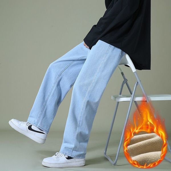 men's jeans winter men's warm fleece baggy jeans streetwear elastic waist thick light blue denim wide-leg pants male trousers blac
men's jeans winter men's warm fleece baggy jeans streetwear elastic waist thick light blue denim wide-leg pants male trousers blac
