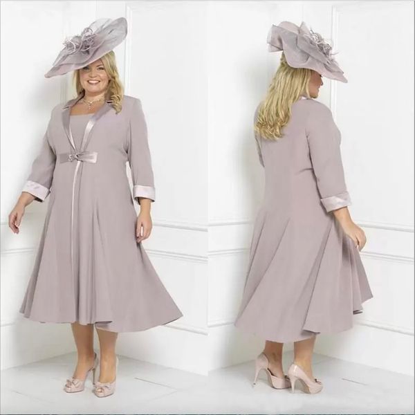 modest tea-length modest chiffon mother of the bride dresses with long jackets formal occasion evening gowns elegant plus size prom dresses, Black;red
modest tea-length modest chiffon mother of the bride dresses with long jackets formal occasion evening gowns elegant plus size prom dresses, Black;red