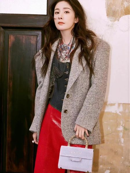 women's jackets european fashion star's latest herringbone wool suit jacket in early spring, Black;brown
women's jackets european fashion star's latest herringbone wool suit jacket in early spring, Black;brown