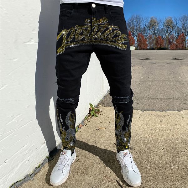 men's jeans black drilling skinny holes stretch denim pencil pants street punk slim fit biker 230313, Blue
men's jeans black drilling skinny holes stretch denim pencil pants street punk slim fit biker 230313, Blue