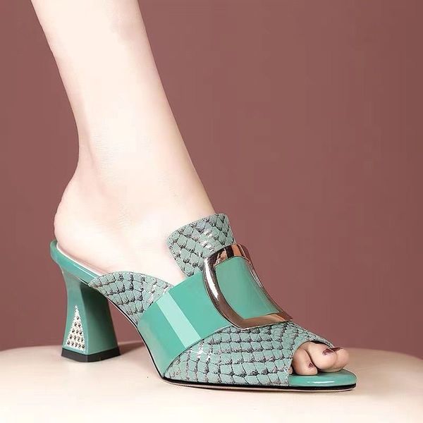 sandals 2023 opentoe leather women's thick middle heel slippers fashion summer high shoes chaussure femme 230313, Black
sandals 2023 opentoe leather women's thick middle heel slippers fashion summer high shoes chaussure femme 230313, Black