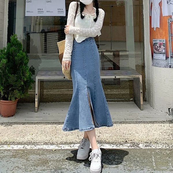 skirts biyaby korean style bodycon fishtail skirts for women fashion denim split long skirt high waisted ruffles midi skirts 230313, Black
skirts biyaby korean style bodycon fishtail skirts for women fashion denim split long skirt high waisted ruffles midi skirts 230313, Black